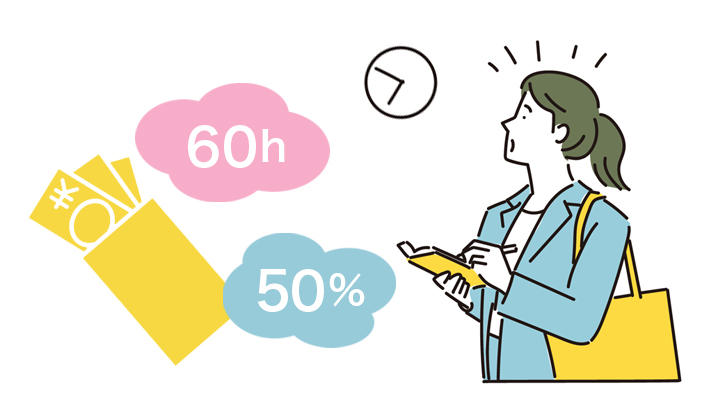 中小企業も月60時間を超える時間外労働の割増率が、50%に引き上げ。概要や企業が行うべきこと